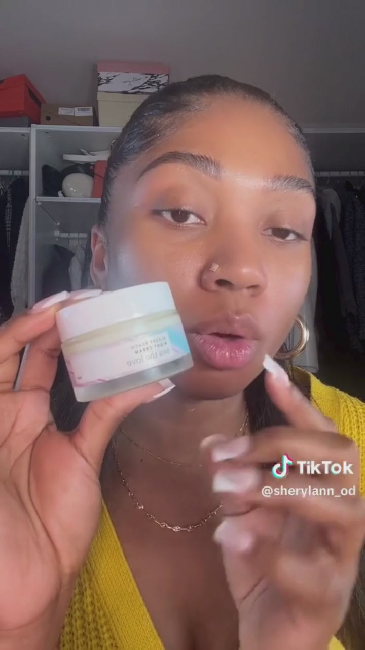 A video of a woman using Sea the Love's Sleepy Beach Night Cream
